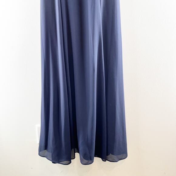 BHLDN Anthropologie Flutter Straps Formal Bridesmaids Long Dress Navy Blue 0 - Picture 6 of 10